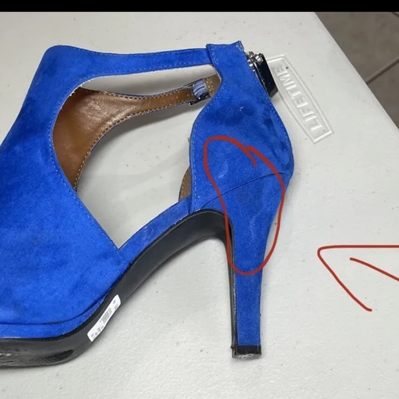 Lane Bryant Jenna Peep Toe Sling Back Heels Vibrant Blue Womens Size 9W Zip back - Picture 5 of 9